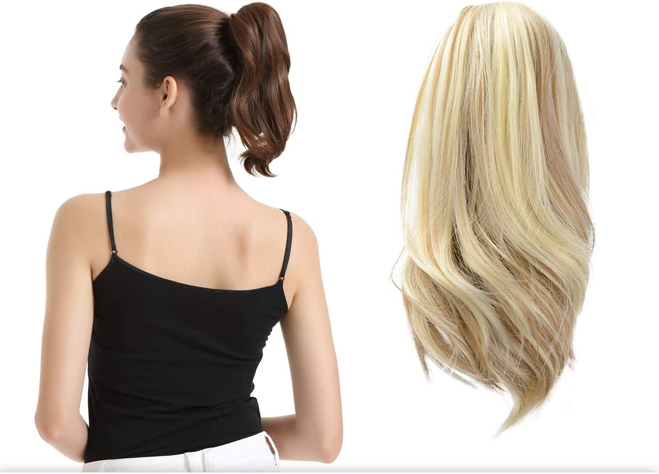 BARSDAR 10 inch Clip in Ponytail Hair Extensions Short Curly Synthetic Hair Piece for Women (16H613# Golden Blonde & Bleach Blonde) BARSDAR 10 inch Clip in Ponytail Hair Extensions Short Curly Synthetic Hair Piece for Women (16H613# Golden Blonde & Bleach Blonde)
