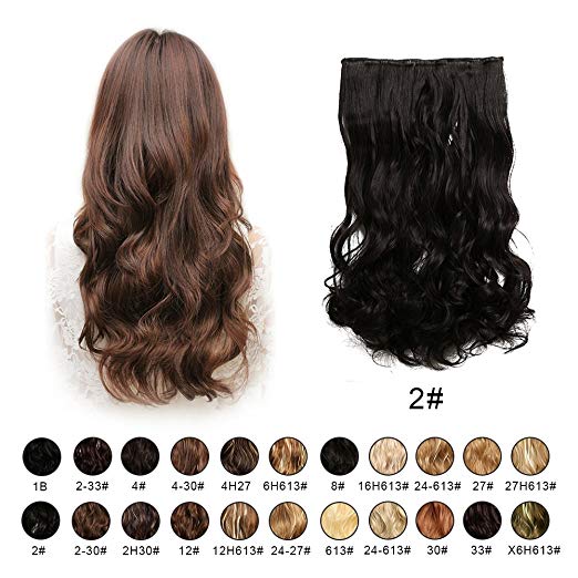 BARSDAR 20" Wavy 3/4 Full Head Clip in Synthetic Hair Extensions Long Curly Wave one piece 5 Clips Hairpieces for Women 130g(2# Darkest Brown) BARSDAR 20" Wavy 3/4 Full Head Clip in Synthetic Hair Extensions Long Curly Wave one piece 5 Clips Hairpieces for Women 130g(2# Darkest Brown)