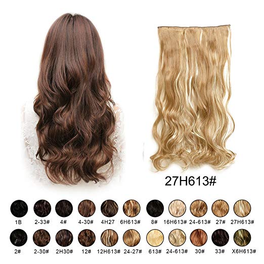 BARSDAR 20" Wavy 3/4 Full Head Clip in Synthetic Hair Extensions Long Curly Wave one piece 5 Clips Hairpieces for Women 130g(27H613# Strawberry Blonde mix Bleach Blonde Unevenly) BARSDAR 20" Wavy 3/4 Full Head Clip in Synthetic Hair Extensions Long Curly Wave one piece 5 Clips Hairpieces for Women 130g(27H613# Strawberry Blonde mix Bleach Blonde Unevenly)