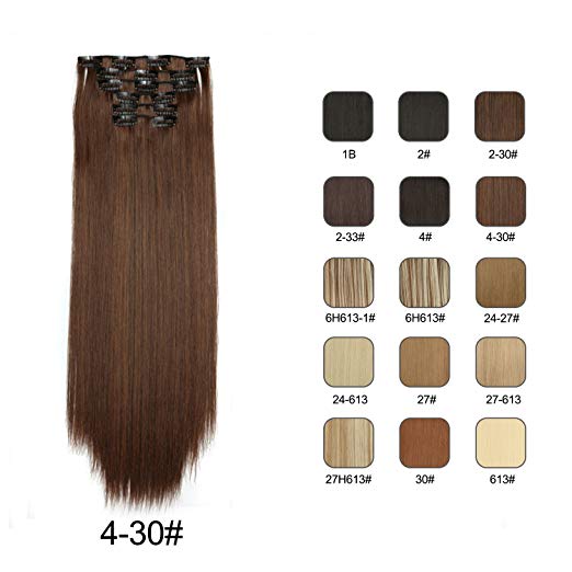 BARSDAR 6Pcs 16Clips 23 Thick Straight Full Head Clip in on Double Weft ...