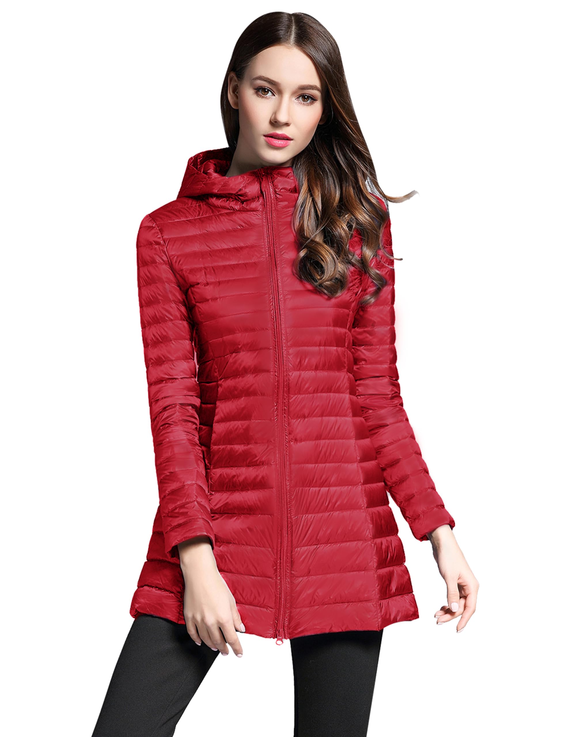 BARSDAR Women's Puffer Jacket Lightweight Packable Hooded Loose Fitting Down Coat with Two-Way Zipper BARSDAR Women's Puffer Jacket Lightweight Packable Hooded Loose Fitting Down Coat with Two-Way Zipper
