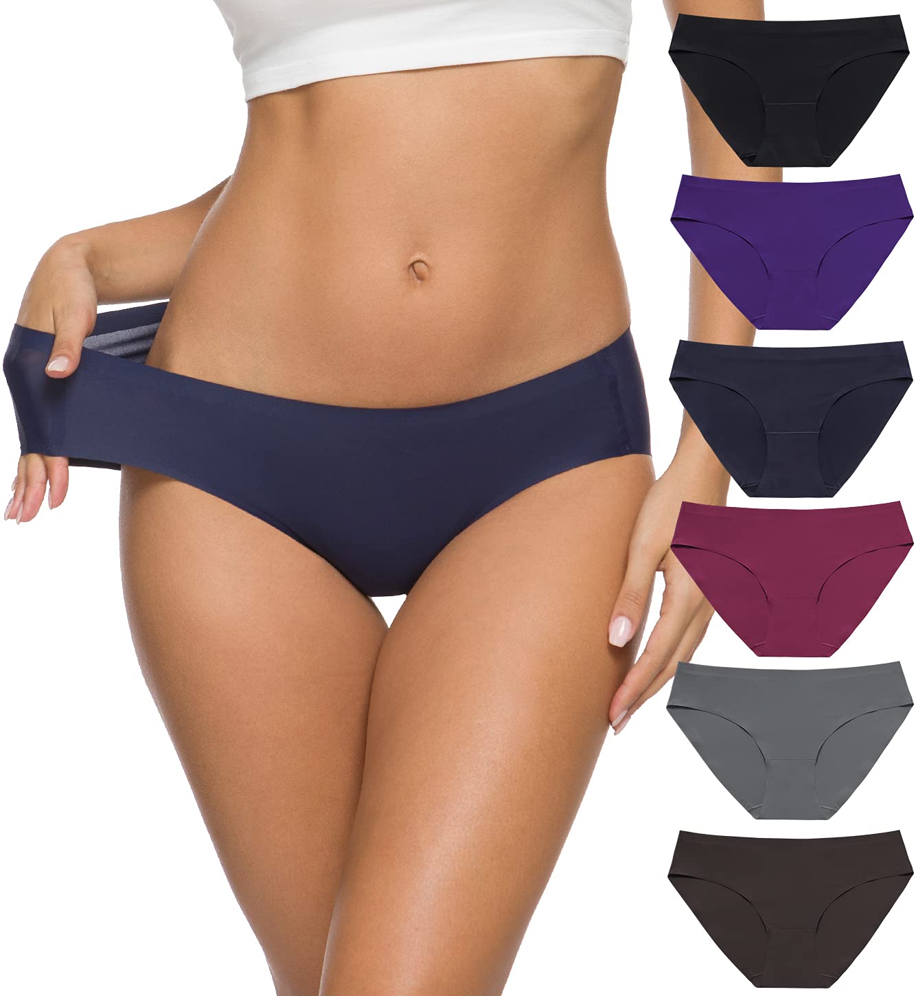 BARSDAR Women’s Seamless Hipster Underwear No Show Panties Soft Stretch Bikini Underwears Multi-Pack BARSDAR Women’s Seamless Hipster Underwear No Show Panties Soft Stretch Bikini Underwears Multi-Pack