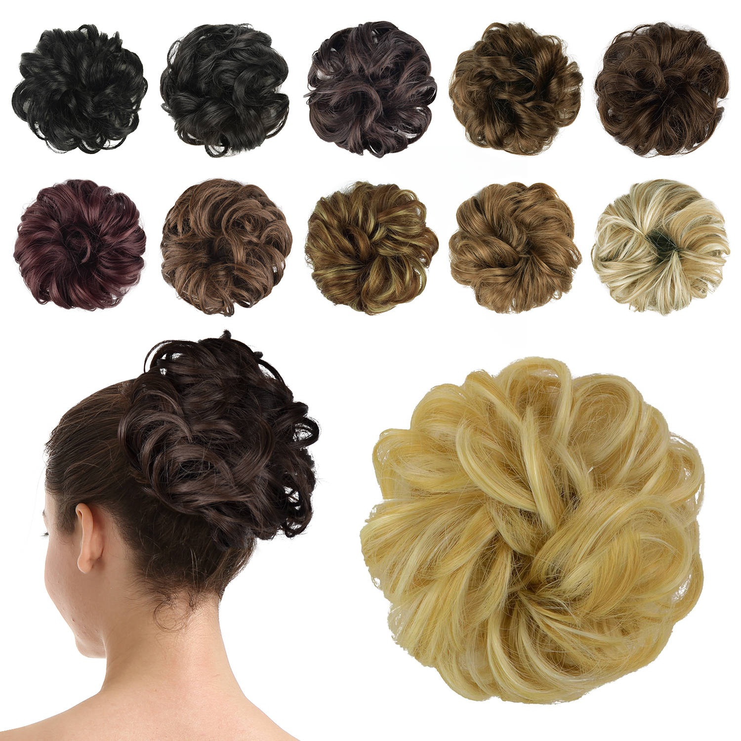 BARSDAR Synthetic Hair Bun Extensions Hairpiece Messy Hair Scrunchies for Women Updo ponytail Extensions - A32 Ash Blonde & Bleach Blond BARSDAR Synthetic Hair Bun Extensions Hairpiece Messy Hair Scrunchies for Women Updo ponytail Extensions - A32 Ash Blonde & Bleach Blond