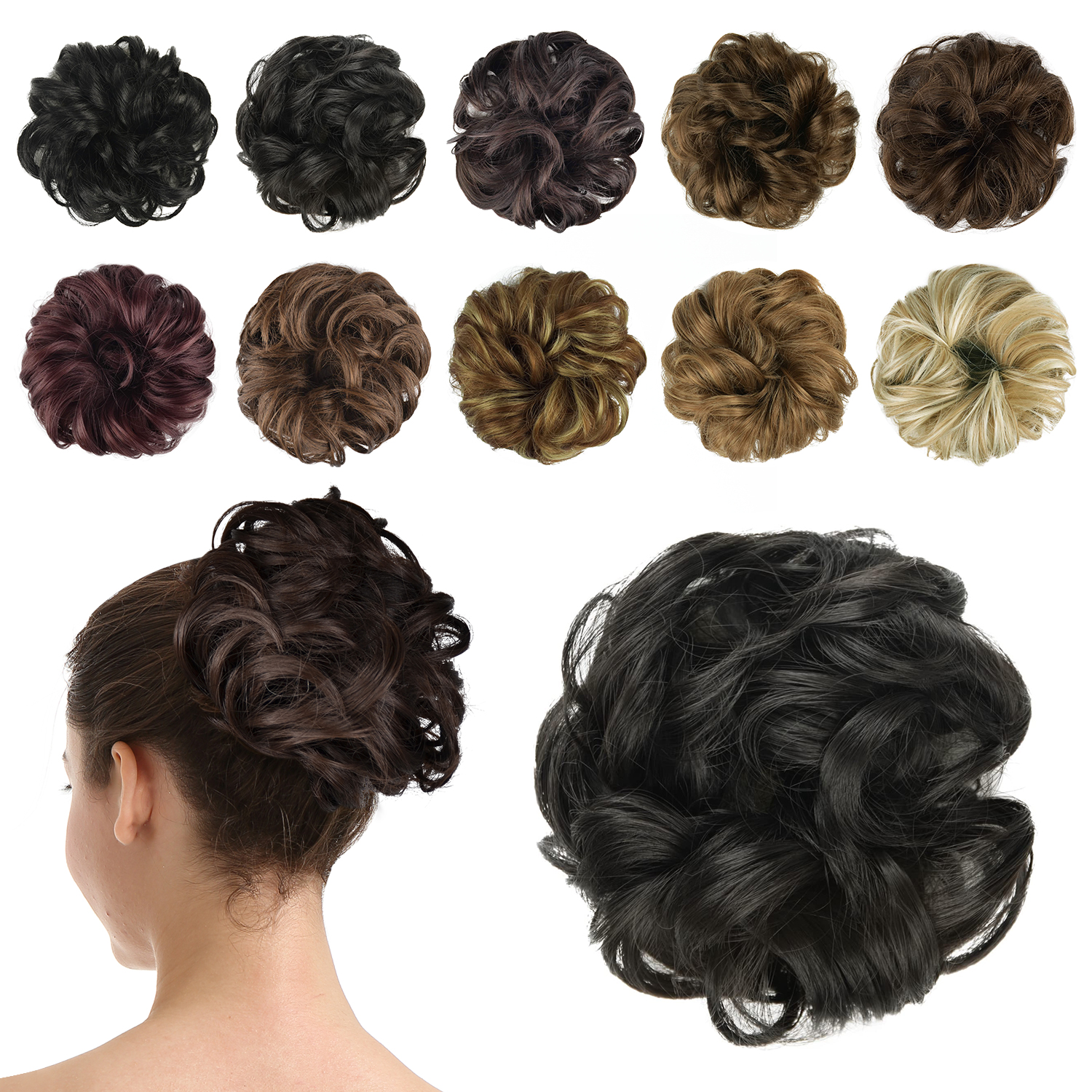 BARSDAR Synthetic Hair Bun Extensions Hairpiece Messy Hair Scrunchies for Women Updo ponytail Extensions- A04 Darkest Brown Hairpiece BARSDAR Synthetic Hair Bun Extensions Hairpiece Messy Hair Scrunchies for Women Updo ponytail Extensions- A04 Darkest Brown Hairpiece
