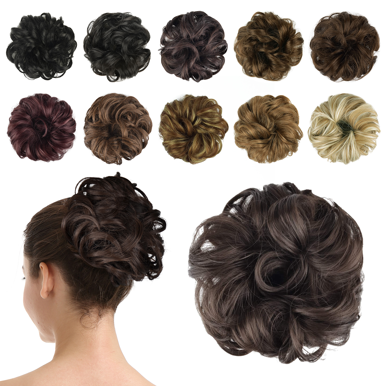 BARSDAR Synthetic Hair Bun Extensions Hairpiece Messy Hair Scrunchies for Women Updo ponytail Extensions - A05 Medium Brown BARSDAR Synthetic Hair Bun Extensions Hairpiece Messy Hair Scrunchies for Women Updo ponytail Extensions - A05 Medium Brown