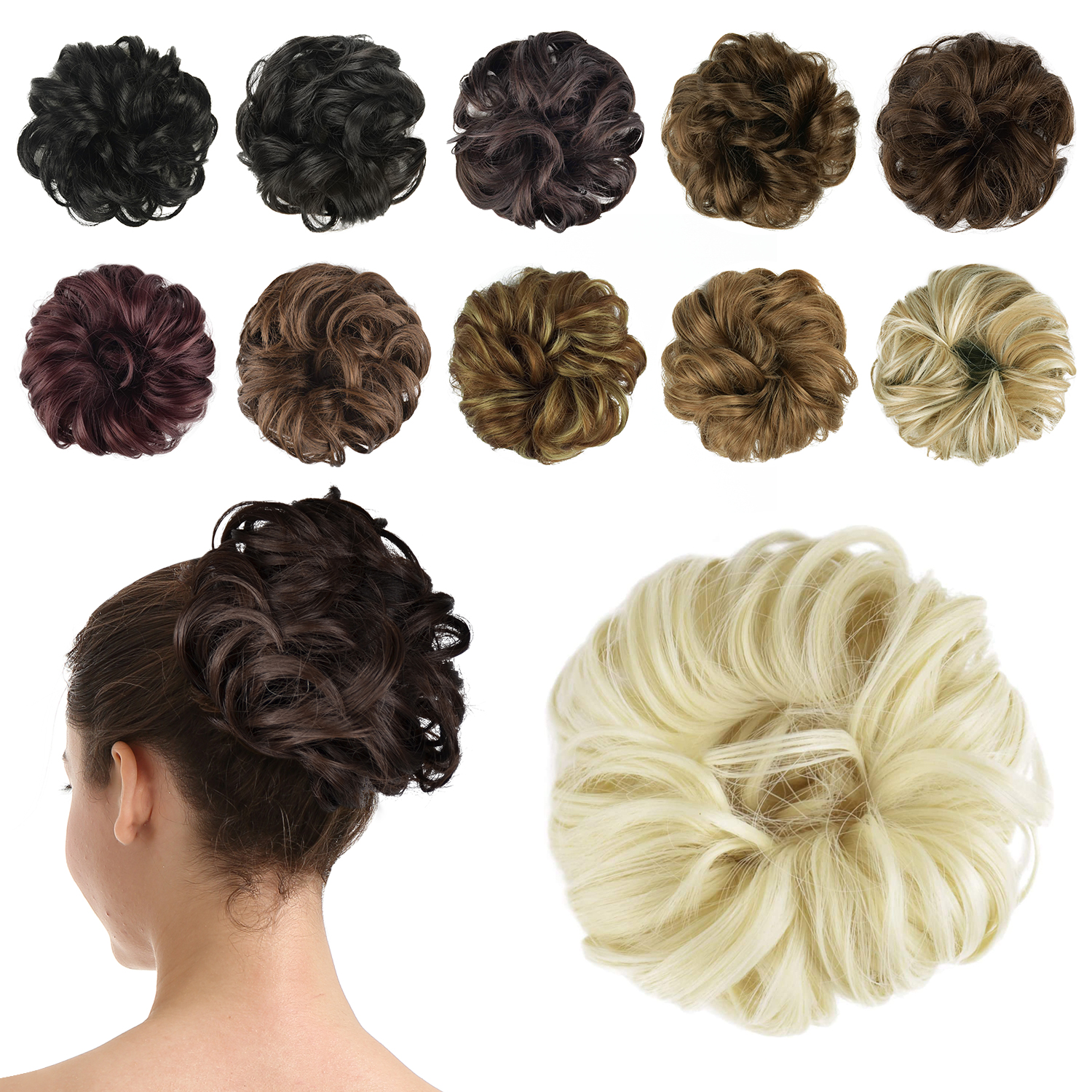 BARSDAR Hair Bun Extensions Hairpiece Hair Rubber Scrunchies for Women ...