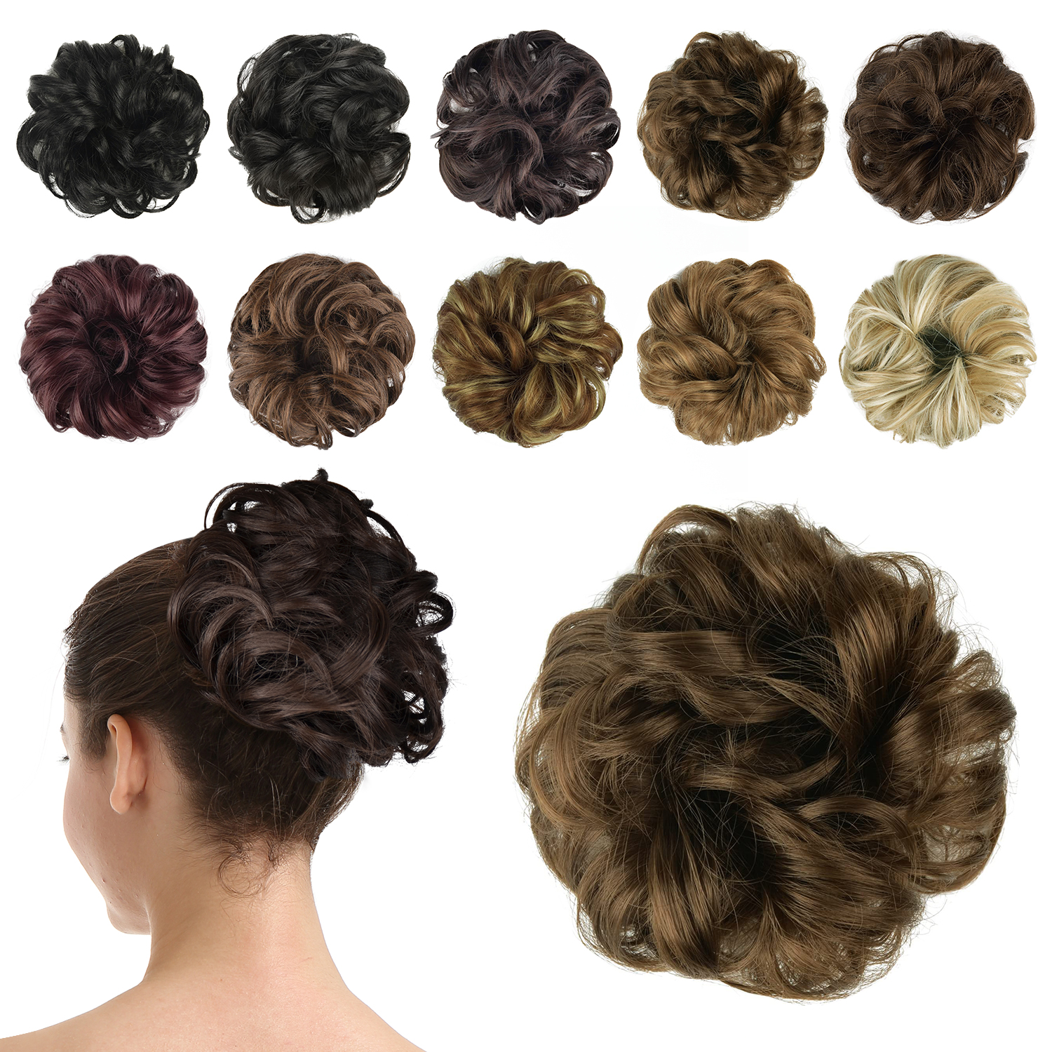 BARSDAR Hair Bun Extensions Hairpiece Hair Rubber Scrunchies for Women Ponytail Extensions Updo Curly Messy Bun - A07 Golden Brown Hairpiece BARSDAR Hair Bun Extensions Hairpiece Hair Rubber Scrunchies for Women Ponytail Extensions Updo Curly Messy Bun - A07 Golden Brown Hairpiece